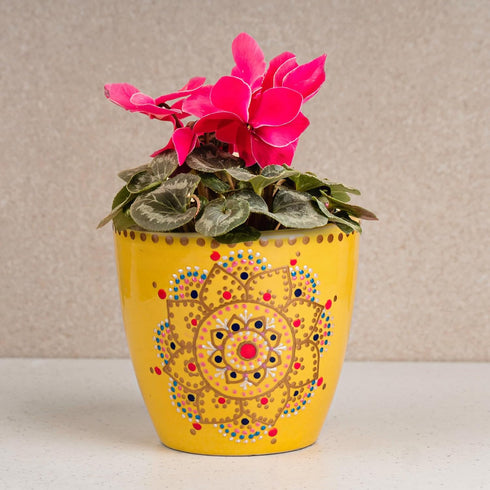 Yellow Flower Ceramic Clay Pots - The Earth Store - Planter